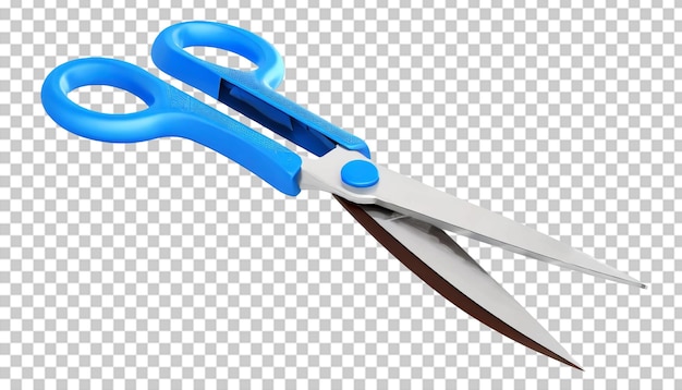 PSD blue scissors isolated on transparent background