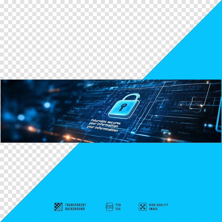 PSD a blue screen with a padlock on it and a blue background