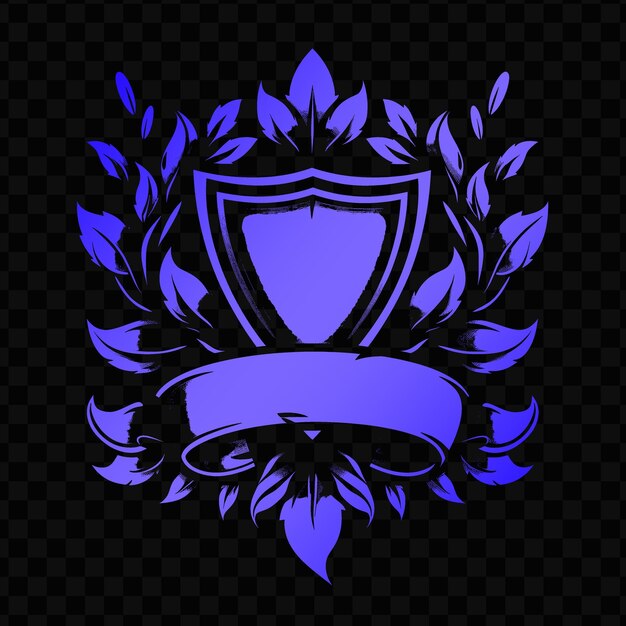 PSD a blue shield with a blue shield and a black background with a floral pattern
