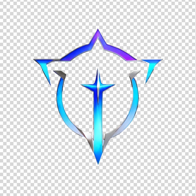 Blue shield with crossed swords illustration isolated on transparent background
