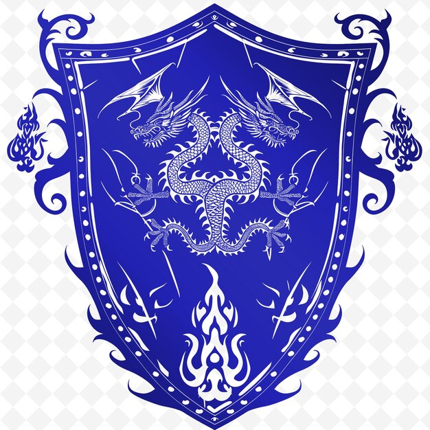 A blue shield with a dragon on it