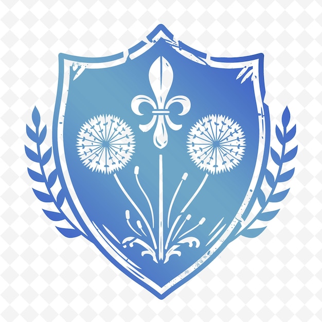 PSD a blue shield with a floral design on it