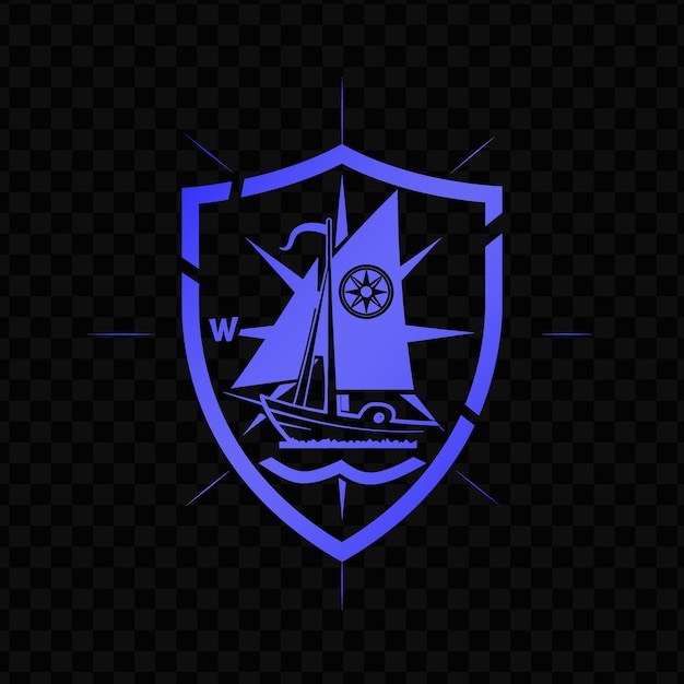 PSD a blue shield with a ship on it