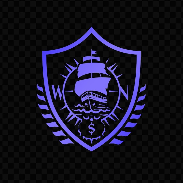 PSD a blue shield with a ship on the shield