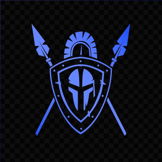 Scudo blu con una spada e uno scudo su sfondo nero