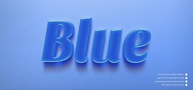 Testo blu brillante effetto effetto stile 3d