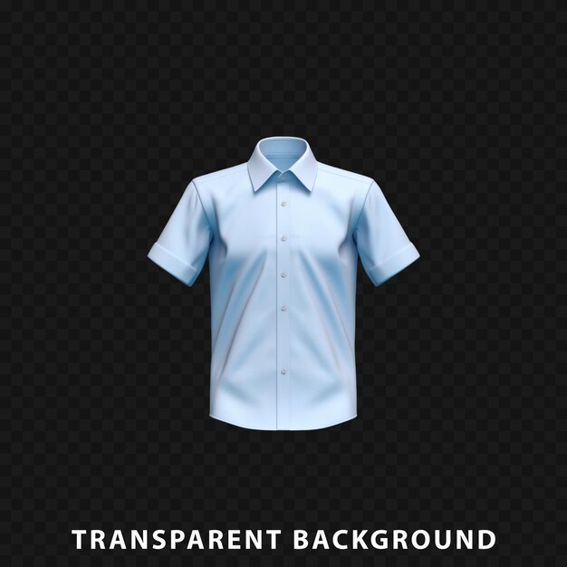 PSD modello di camicia a maniche corte blu isolato su sfondo trasparente