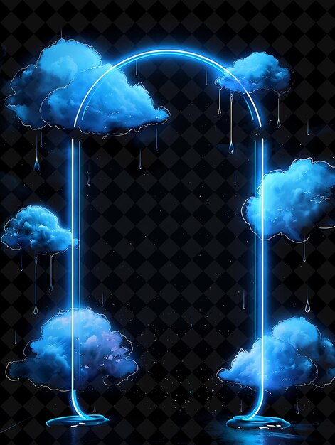 PSD a blue sign with clouds and rain drops on it