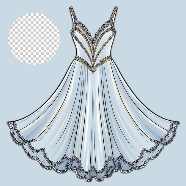 blue and silver dress with a gold design transparent background