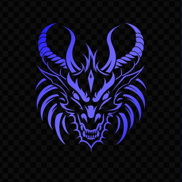 Blue skull of a dragon on a black background