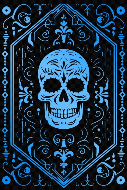 PSD a blue skull and a skull are on a black and white background