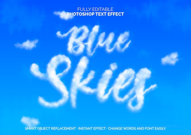 Blue sky cloud text effect