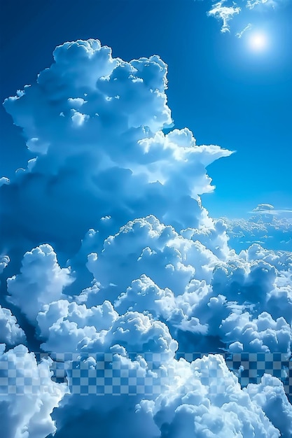 The blue sky is covered with white clouds creating a serene atmosphere on transparent background