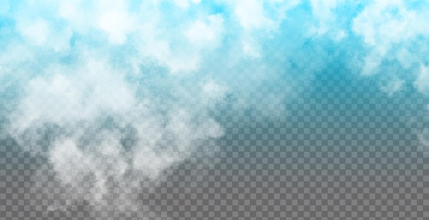 A blue sky with white clouds isloated on transparent background
