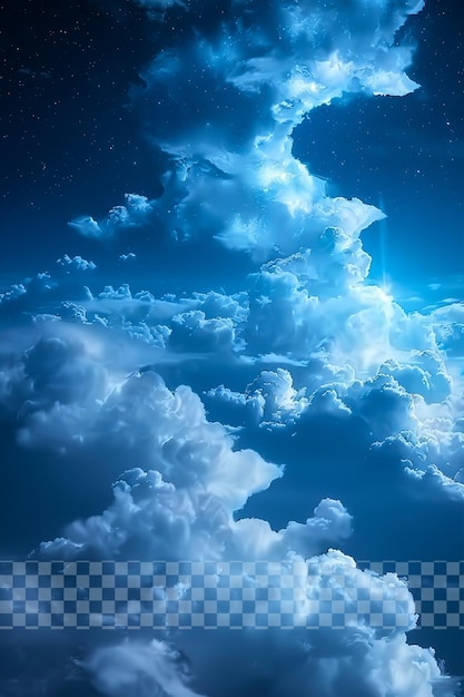 PSD blue sky with white clouds wallpaper on transparent background