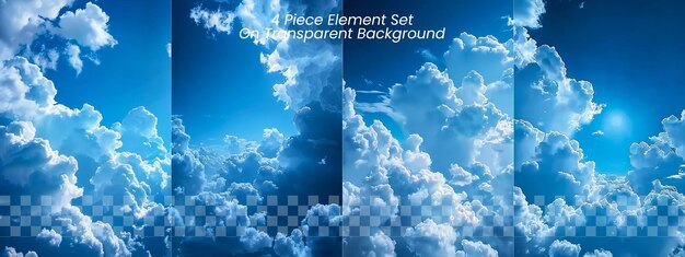 PSD blue sky with white clouds wallpaper on transparent background