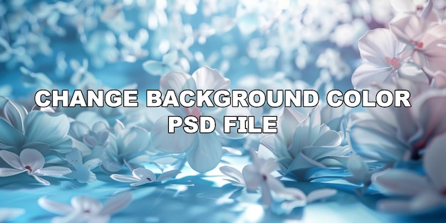 PSD a blue sky with white flowers floating in the air stock background