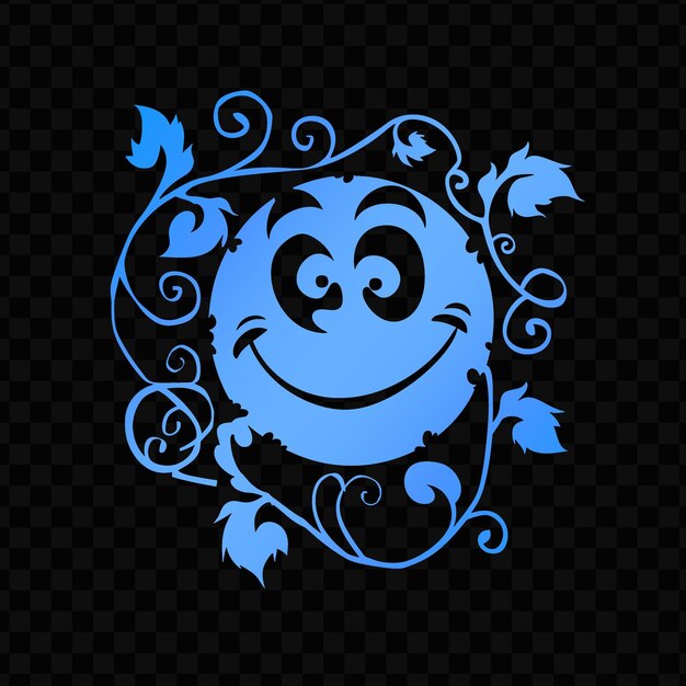 PSD a blue smiley face with a blue leaf on it