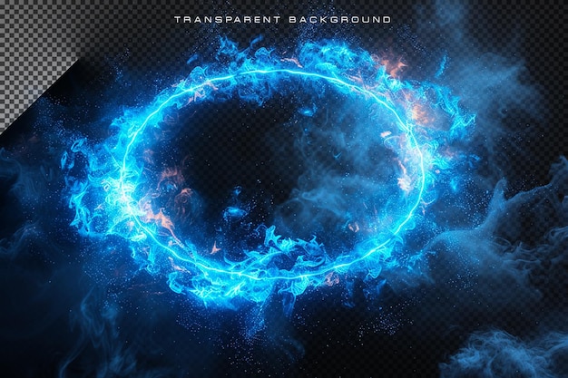 Blue smoke circle in transparent background