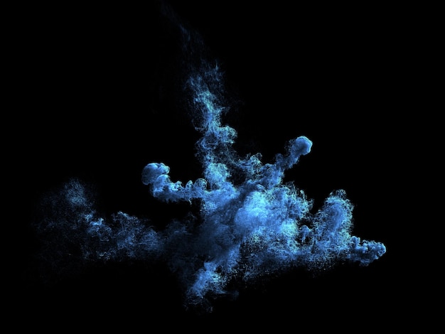 A blue smoke cloud with a dark background