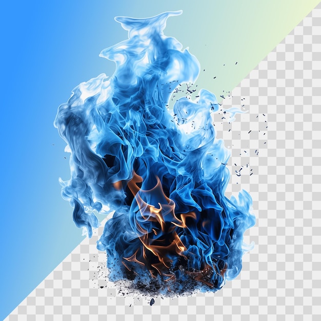 Blue smoke isolated on transparent background