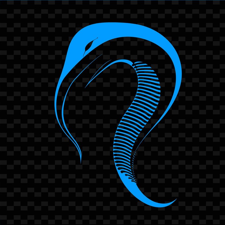 PSD a blue snake with a black background