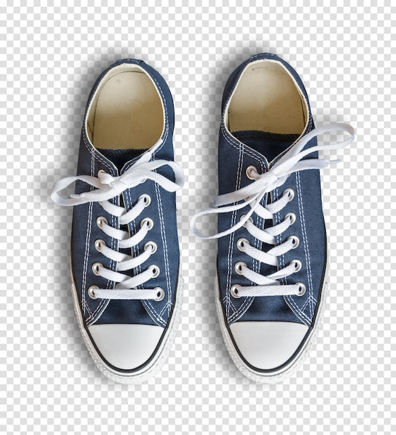 PSD blue sneakers isolated on black background