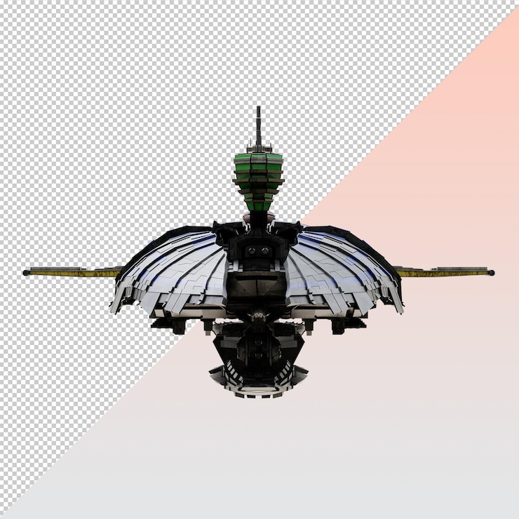 PSD blue spaceship isolated