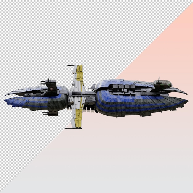 PSD blue spaceship isolated