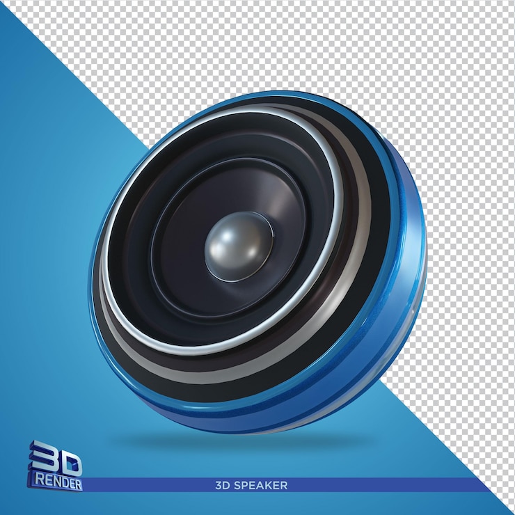 PSD 3d-рендеринг blue speaker для элемента flyer party