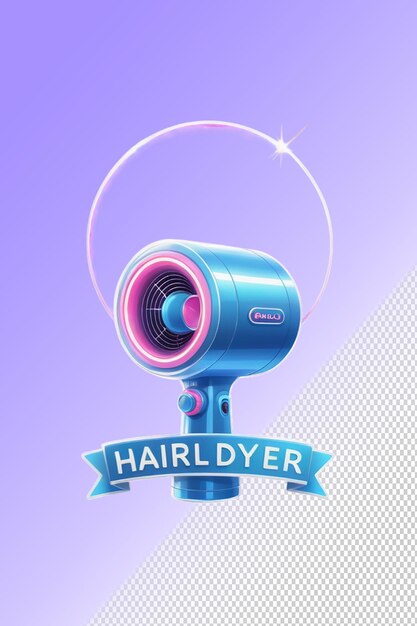 PSD a blue speaker with a blue ribbon that says hair dryer