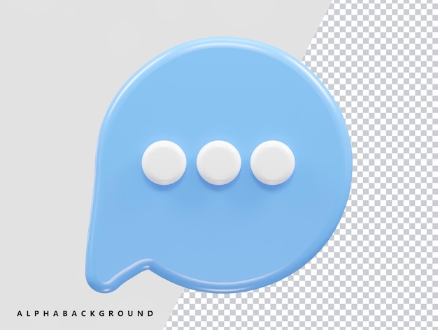 A blue speech bubble with three white circles on it.