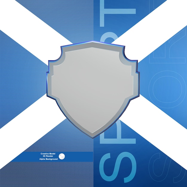 PSD blue sport badge 3d render