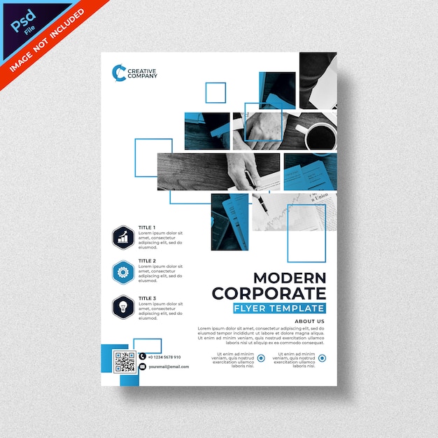 PSD blue square geometry abstract style design flyer template