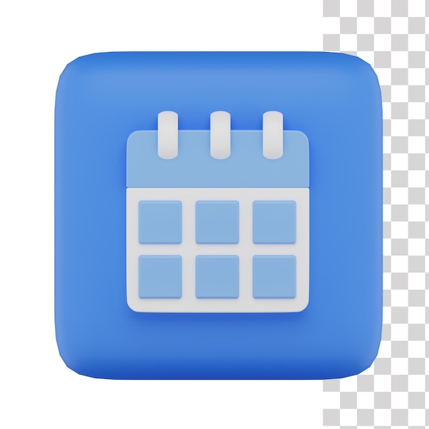 Un'icona quadrata blu con un quadrato blu con la data del mese.