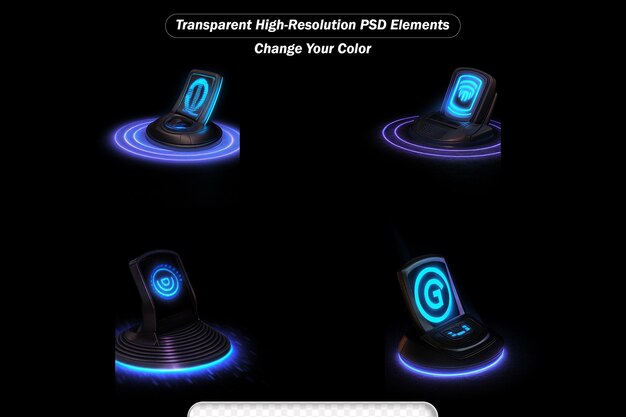 Blue stripes digital laser 3d hologram symbol of communication