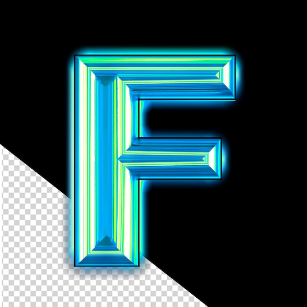 PSD simbolo blu con lettera d'incandescenza f