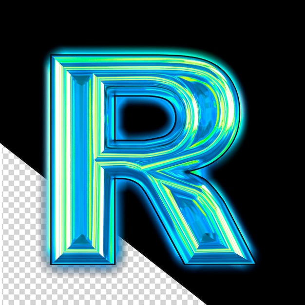 PSD blue symbol with glow letter r