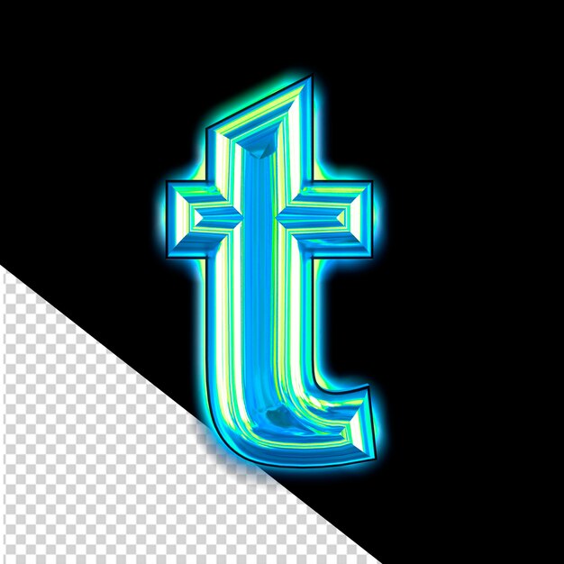 PSD blue symbol with glow letter t