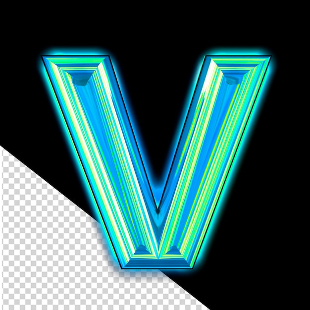 Blue symbol with glow letter v