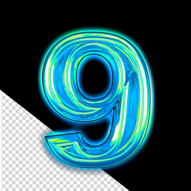 blue symbol with glow number
