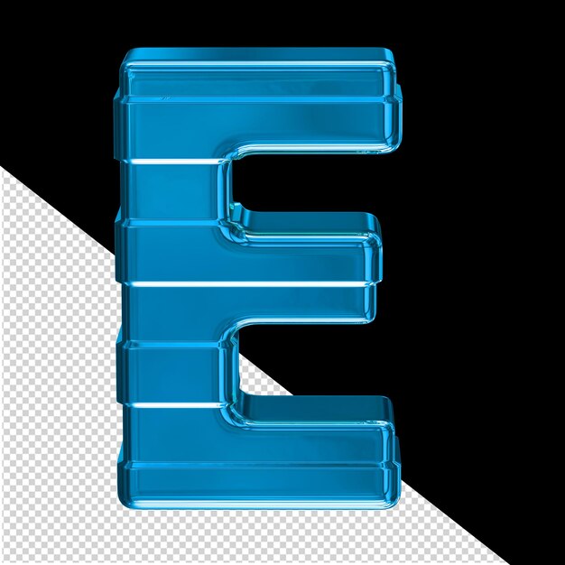 Blue symbol with horizontal straps letter e