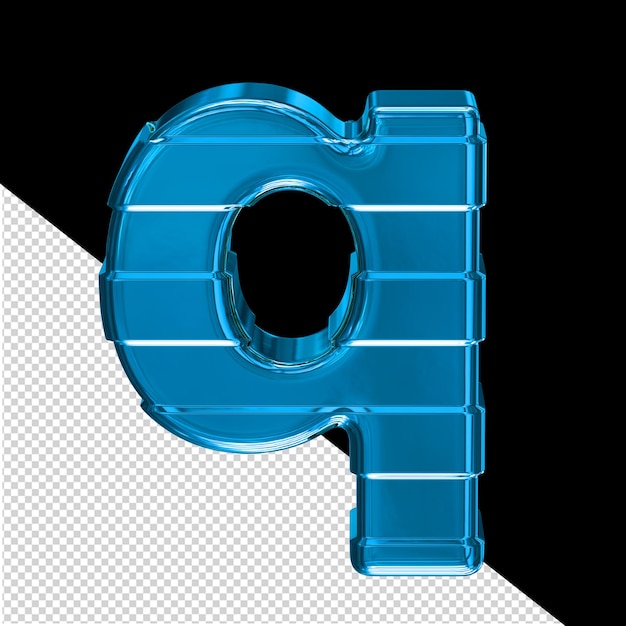 Blue symbol with horizontal straps letter q
