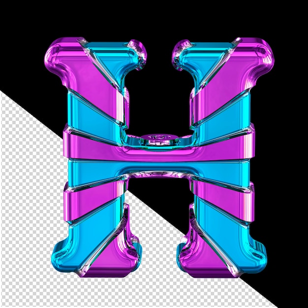 PSD Синий символ с фиолетовыми горизонтальными тонкими ремнями буква h