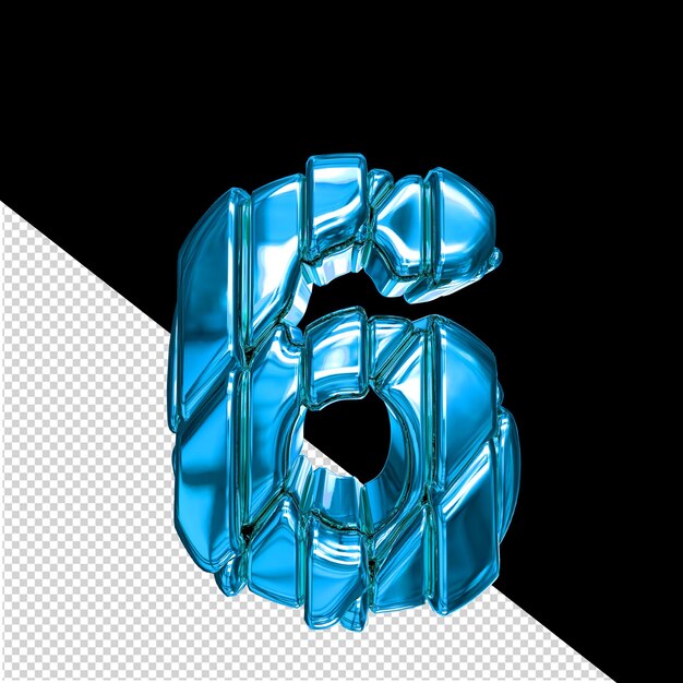 Simbolo blu con cinture verticali numero 6