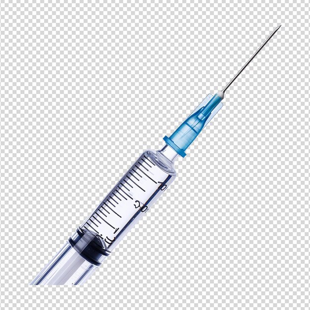 PSD a blue syringe with a needle on it