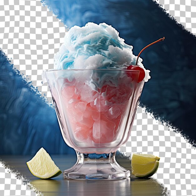 PSD blue syrup on shaved ice transparent background