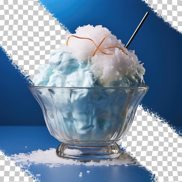 PSD blue syrup on shaved ice transparent background