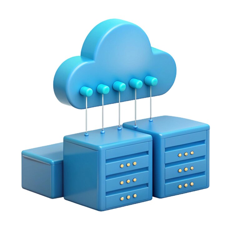 PSD a blue table with three drawers and a cloud on top