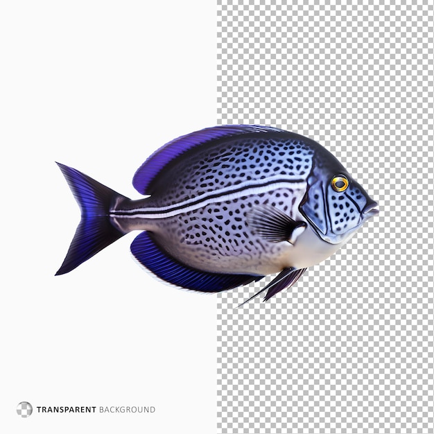 透明な背景に隔離された青いタング魚